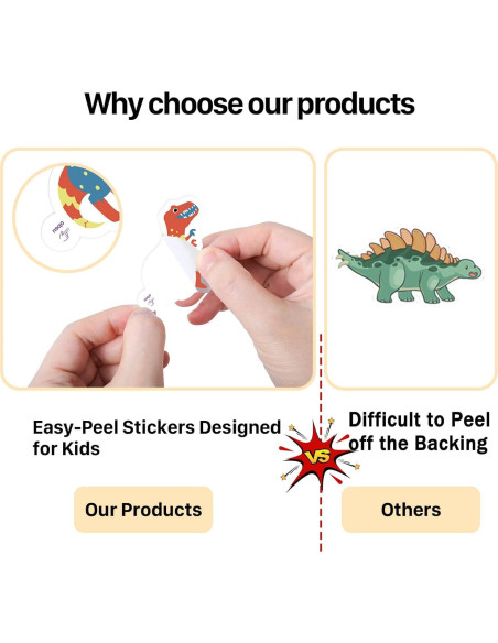 100 Pegatinas de Dinosaurios Hebraeos Impermeables para Niños