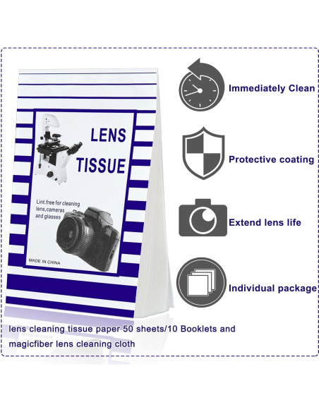 500 Hojas Papel Limpieza Lentes + 2 Paños Microfibra Outus