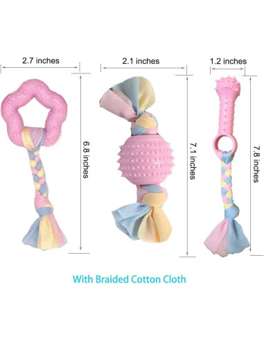 Juguetes para Cachorros Volacopets - Paquete de 4 Rosa