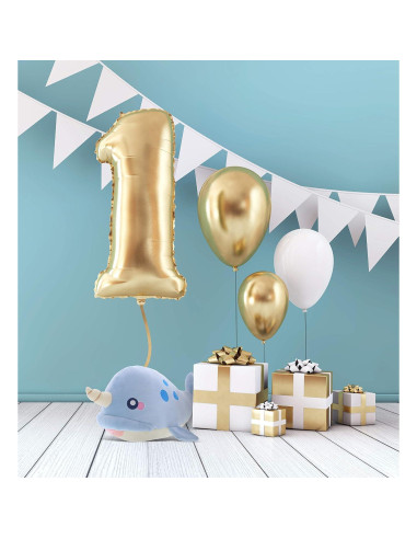 DolliBu Narval Azul Juguete de Peluche Suave 29.85 cm