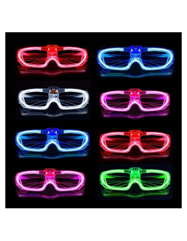 25 Gafas LED Brillantes para Fiesta - 5 Colores Neón
