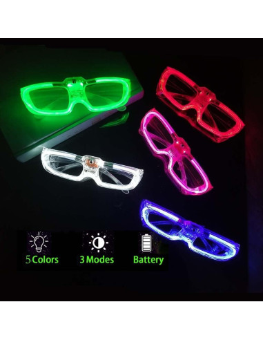 25 Gafas LED Brillantes para Fiesta - 5 Colores Neón