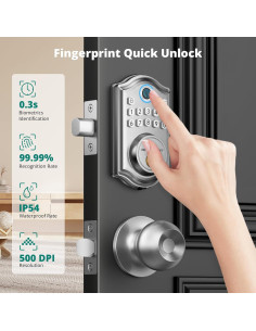 Cerradura Inteligente de Huella Dactilar AkaGear DS10 Niquel 2