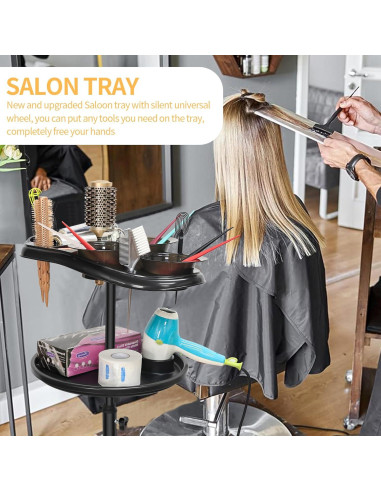 Carro de salón WANGDAWING con ruedas y 3 tazones ajustable