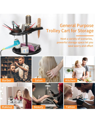 Carro de salón WANGDAWING con ruedas y 3 tazones ajustable