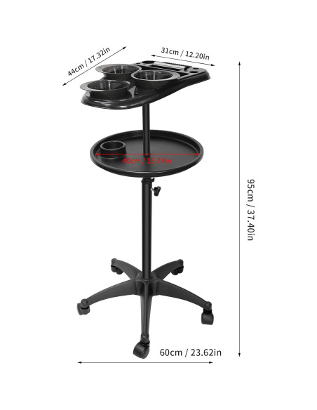 Carro de salón WANGDAWING con ruedas y 3 tazones ajustable