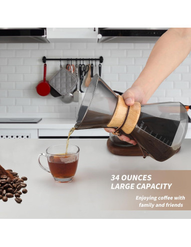 Cafetera de Goteo Mongdio 1000ml con Filtro Acero Inoxidable