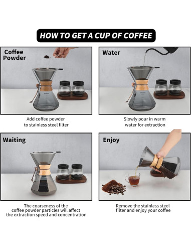 Cafetera de Goteo Mongdio 1000ml con Filtro Acero Inoxidable