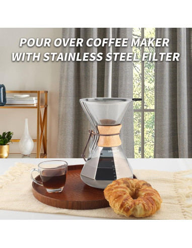 Cafetera de Goteo Mongdio 1000ml con Filtro Acero Inoxidable