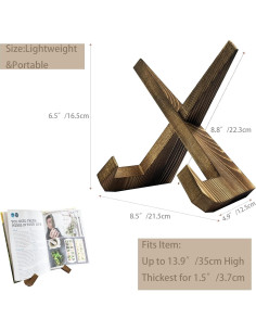 Soporte de Recetario de Madera Azheeuiy - Manos Libres, Marrón 2