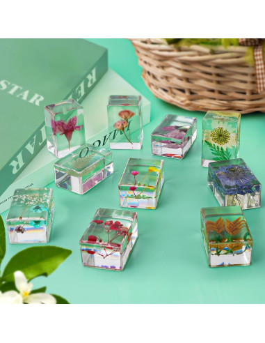 10 Pisapapeles de Resina con Flores Reales JINLISPIN 4.19cm