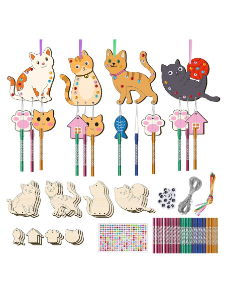 Kit de Campana de Viento TREACLUB para Niños - 12 Piezas de Madera