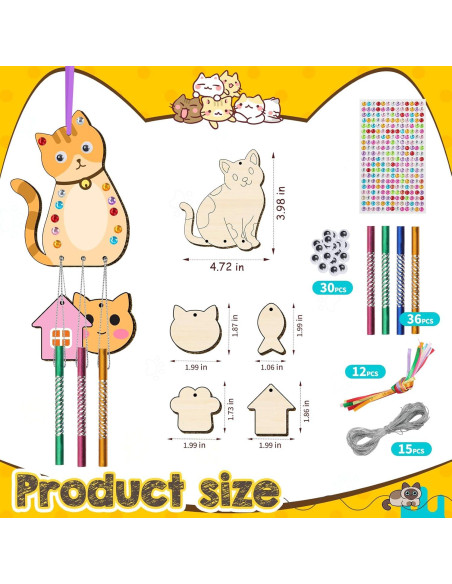 Kit de Campana de Viento TREACLUB para Niños - 12 Piezas de Madera