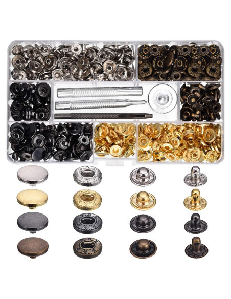 Kit de Broches de Presión Hotop 100 Piezas 12.5 mm Cuero