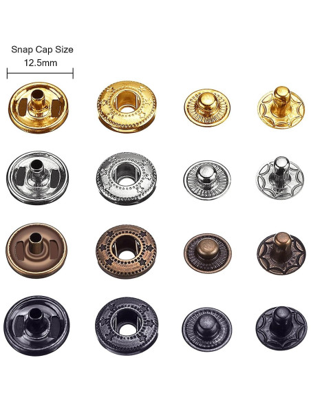 Kit de Broches de Presión Hotop 100 Piezas 12.5 mm Cuero