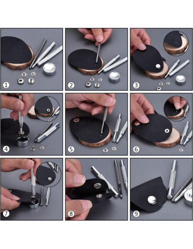 Kit de Broches de Presión Hotop 100 Piezas 12.5 mm Cuero