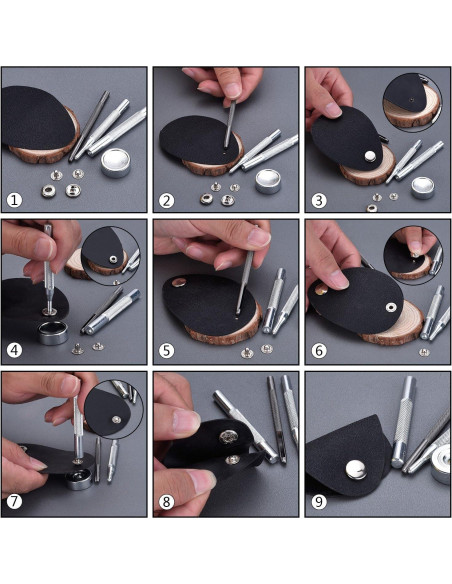 Kit de Broches de Presión Hotop 100 Piezas 12.5 mm Cuero