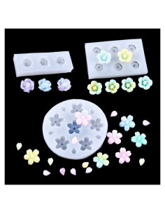 Molde de Resina de Flor Mini FineInno 3 Piezas Silicona
