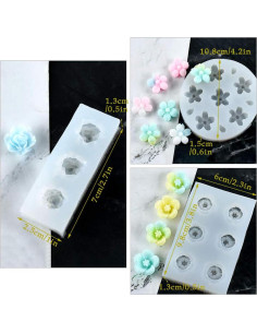 Molde de Resina de Flor Mini FineInno 3 Piezas Silicona 2