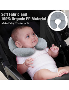 Almohada de Viaje para Bebés KAKIBLIN Gris Soporte Cuello 2