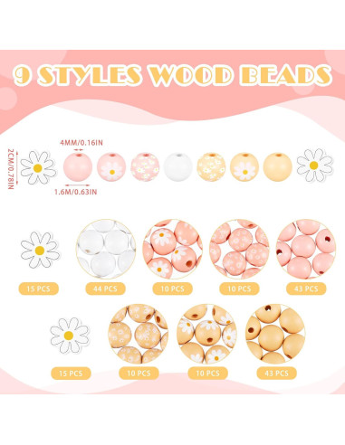 Buryeah 200 Pcs Perlas de Madera Coloridas para Manualidades