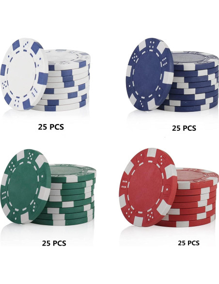 Fichas de Póker LUOBAO 100 Pcs 11.5g 4 Colores para Juegos