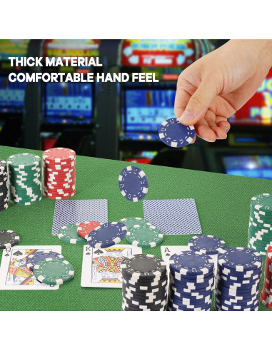 Fichas de Póker LUOBAO 100 Pcs 11.5g 4 Colores para Juegos