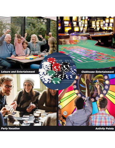 Fichas de Póker LUOBAO 100 Pcs 11.5g 4 Colores para Juegos