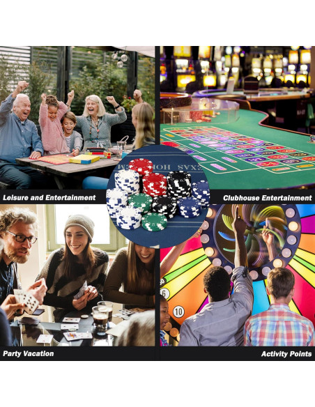 Fichas de Póker LUOBAO 100 Pcs 11.5g 4 Colores para Juegos