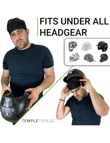 Banda de Sudor Temple Tape Unisex - Paquete de 2, Absorbe Sudor