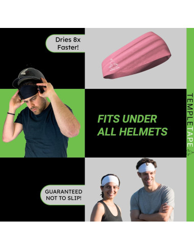 Banda de Sudor Temple Tape Unisex - Paquete de 2, Absorbe Sudor