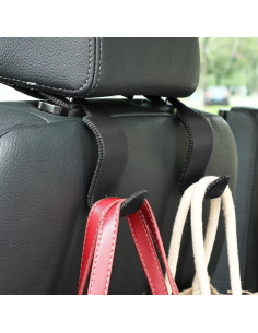 Gancho de reposacabezas Amooca negro - Organizador de coche 2 unidades 2