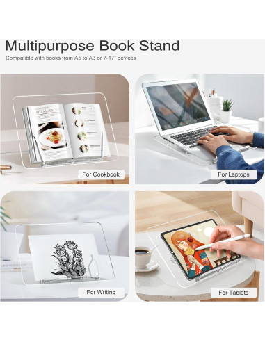 Soporte de Libro Acrílico UPERGO Ajustable 35.1x25.9cm