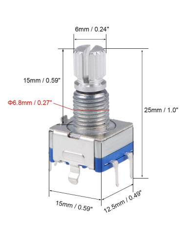 Encoder Rotativo Digital uxcell EC11 360 Grados 2 Pcs 5 Pines