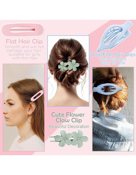 10 Clips Planos para el Cabello ProSuites - Antideslizantes Multicolor
