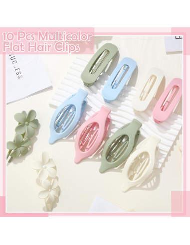10 Clips Planos para el Cabello ProSuites - Antideslizantes Multicolor