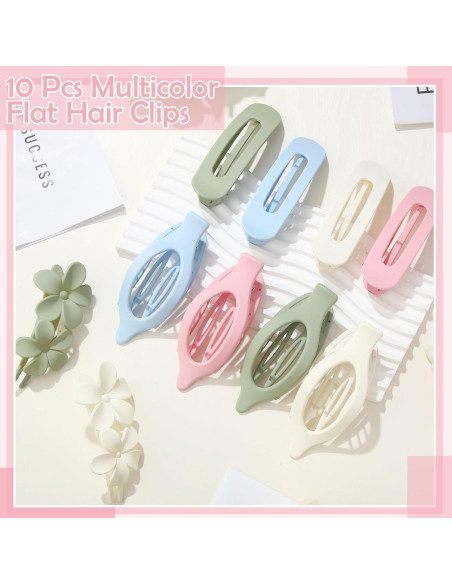 10 Clips Planos para el Cabello ProSuites - Antideslizantes Multicolor