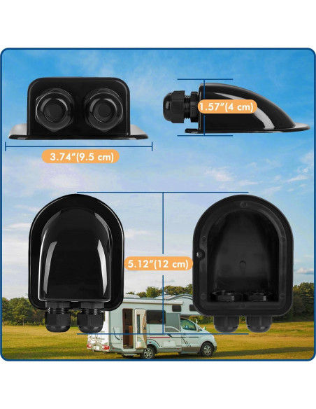 Caja de Entrada Doble Restmo IP68 para Paneles Solares Negra