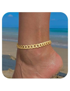 Pulsera de Tobillo de Oro 14K Funsanny Hipoalergénica Impermeable