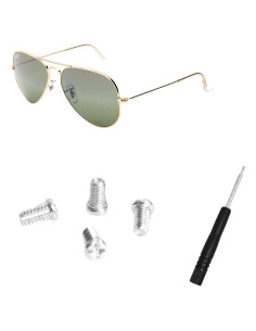 Tornillos de Reemplazo Plateados para Gafas Aviador RB3025 - Kit de 4 con Destornillador