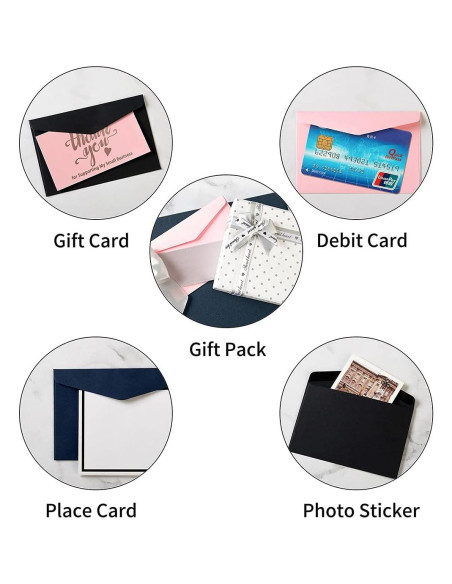 120 Sobres Pequeños Autoadhesivos Kraft Homtable 10.5x7cm Negro