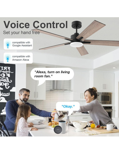 Ventilador de Techo Inteligente Lorpies 132 cm con Control Remoto