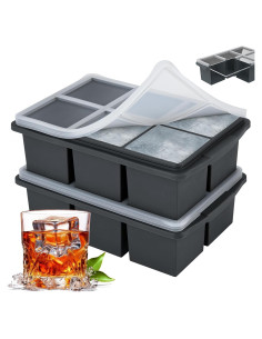 Bandeja de Hielo Grande Xomoo 12 Cubos 5cm Silicona Gris