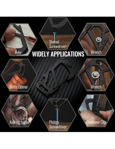 Multiherramienta Clip Carabina KeyUnity KS00 Acero Inoxidable 7 en 1