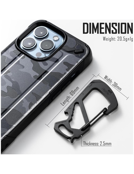 Multiherramienta Clip Carabina KeyUnity KS00 Acero Inoxidable 7 en 1