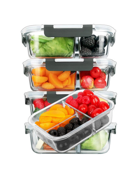 Contenedores de Vidrio MCIRCO 5-Pack 1.06L 3 Compartimentos Contenedores de Vidrio MCIRCO 5-Pack 1.06L 3 Compartimentos