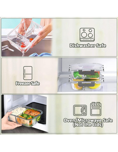 Contenedores de Vidrio MCIRCO 5-Pack 1.06L 3 Compartimentos