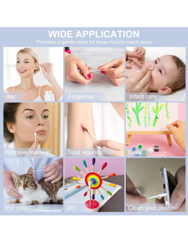 Bastoncillos de Algodón Orgánico Rouceyxin 800 Piezas Doble Punta