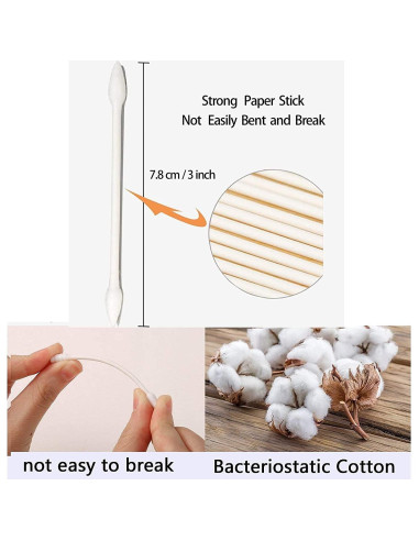 Bastoncillos de Algodón Orgánico Rouceyxin 800 Piezas Doble Punta