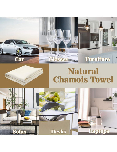 Paño Chamois MAQIHAN 60x90 cm para Auto - Piel de Oveja Real
